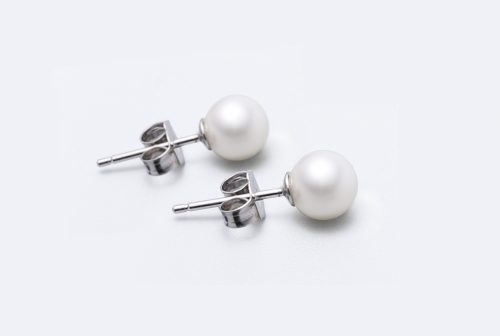Natural orange freshwater pearl earrings 108538-1